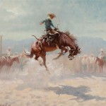 Olaf Wieghorst, Bronc Rider, oil, 20 x 24, Jackson Hole Art Auction.