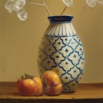 Sarah van der Helm, Two Persimmons, oil, 13 x 9.