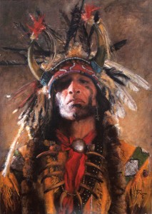 John Coleman, Holy Man at the Buffalo Nation, oil, 23 x 17.
