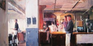 Mark Andrew Bailey, Clark Lewis, oil, 18 x 36.