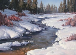 Josh Clare, Moosetrail Creek, oil, 30 x 40.