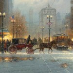Snow Flurries on Michigan Avenue, oil, 30 x 50