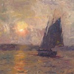 Sunset at Rockport, oil, 14 x 21, by C.W. Mundy