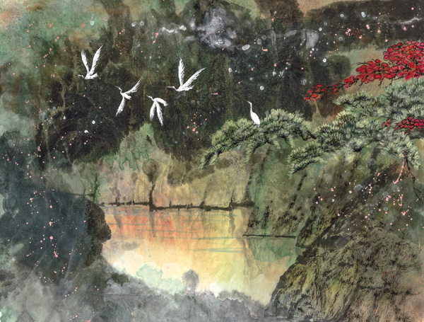Ming Franz, Frolicking in the Forest, watercolor/ink, 24 x 36. Ming Franz, Frolicking in the Forest, watercolor/ink, 24 x 36.