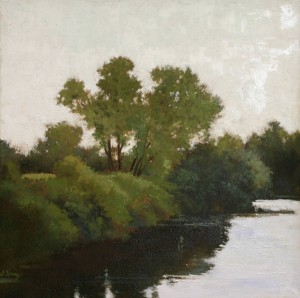 Shanna Kunz, The River's Edge, oil, 20 x 20.