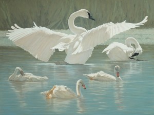 Timothy David Mayhew, The Trumpeter’s Tribe, oil, 36 x 48.