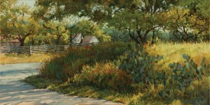 Darcie Peet, Paisley in Shadow and Wildflowers, oil, 12 x 24.