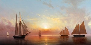 William P. Storck, Amistad, oil, 15 x 30.
