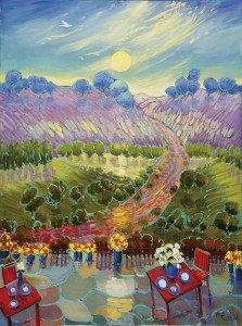 Mary Bechtol, Patio View, oil, 40 x 30.