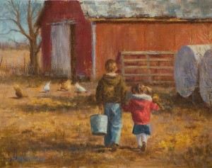 Amy Karnes, Morning Chores, oil, 12 x 16.