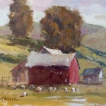 Brent Jensen, Red Barn, oil, 8 x 10.