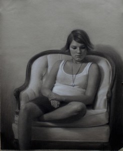 Brock Alius, Olivia, charcoal/chalk, 19 x 22.
