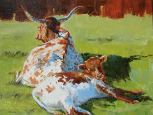 Debbie Kerr, Joined at the Hip, oil, 11 x 14.
