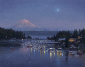 Ezra Suko, Gig Harbor, Evening Reflection, oil, 24 x 30.
