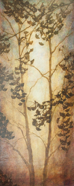 Michelle Gagliano, Ginko Foresta, oil, 60 x 24.
