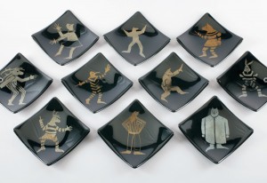 Rebecca Tobey, Plates, glass, each 6 x 6.
