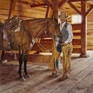 Ann Hanson, Private Conversation, oil, 20 x 20.
