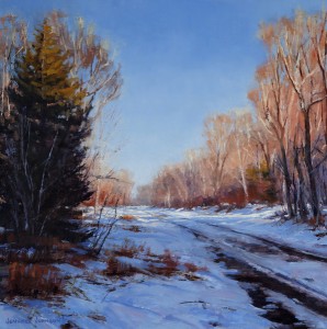 Jennifer Johnson, Winter Road, oil, 20 x 20. Jennifer Johnson, Winter Road, oil, 20 x 20.