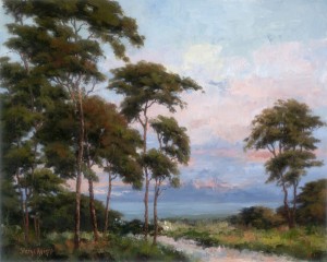 Sheryl Knight, Evening Cypress, oil, 16 x 20.