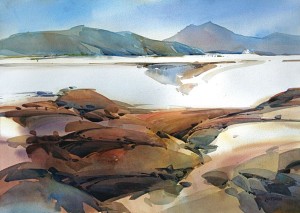 Dale Laitinen, Dry Lakebed, Northern Nevada, watercolor, 29 x 41.