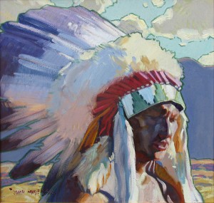 Sioux Man by John Moyers at Nedra Matteucci Galleries in Santa Fe.
