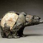 Pete Zaluzec | Polar Bear, river stone/bronze, 14 x 8 x 5.