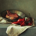 Michael DeVore, Pork Chop and Poblanos, oil, 16 x 14.