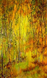 Lelija Roy, Stepping Into September, mixed media, 60 x 36.