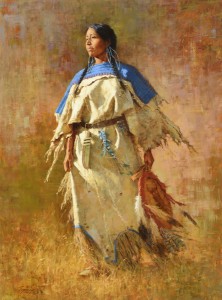 Howard Terpning, Shield of Her Husband, oil, 40 x 30, $1,033,000, Coeur D’Alene Art Auction.