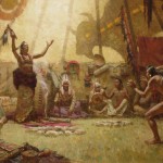 Z.S. Liang, Transferring the Bear Knife, oil, 44 x 70.