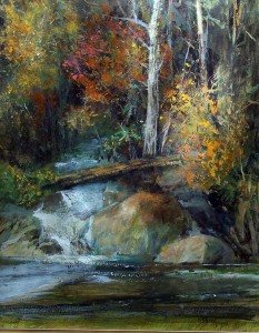 Gil Dellinger, Autumn Near Tuolumne, acrylic, 20 x 16.