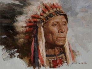 Z.S. Liang, Lakota Holy Man, oil, 12 x 16.