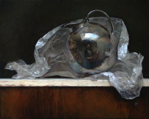 Silver Globe Pitcher, oil, 12 x 16.