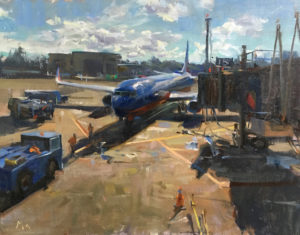 Kyle Ma, Noon at Newark Airport, oil, 14 x 18.