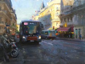 Kyle Ma, Paris Evening, oil, 9 x 12.