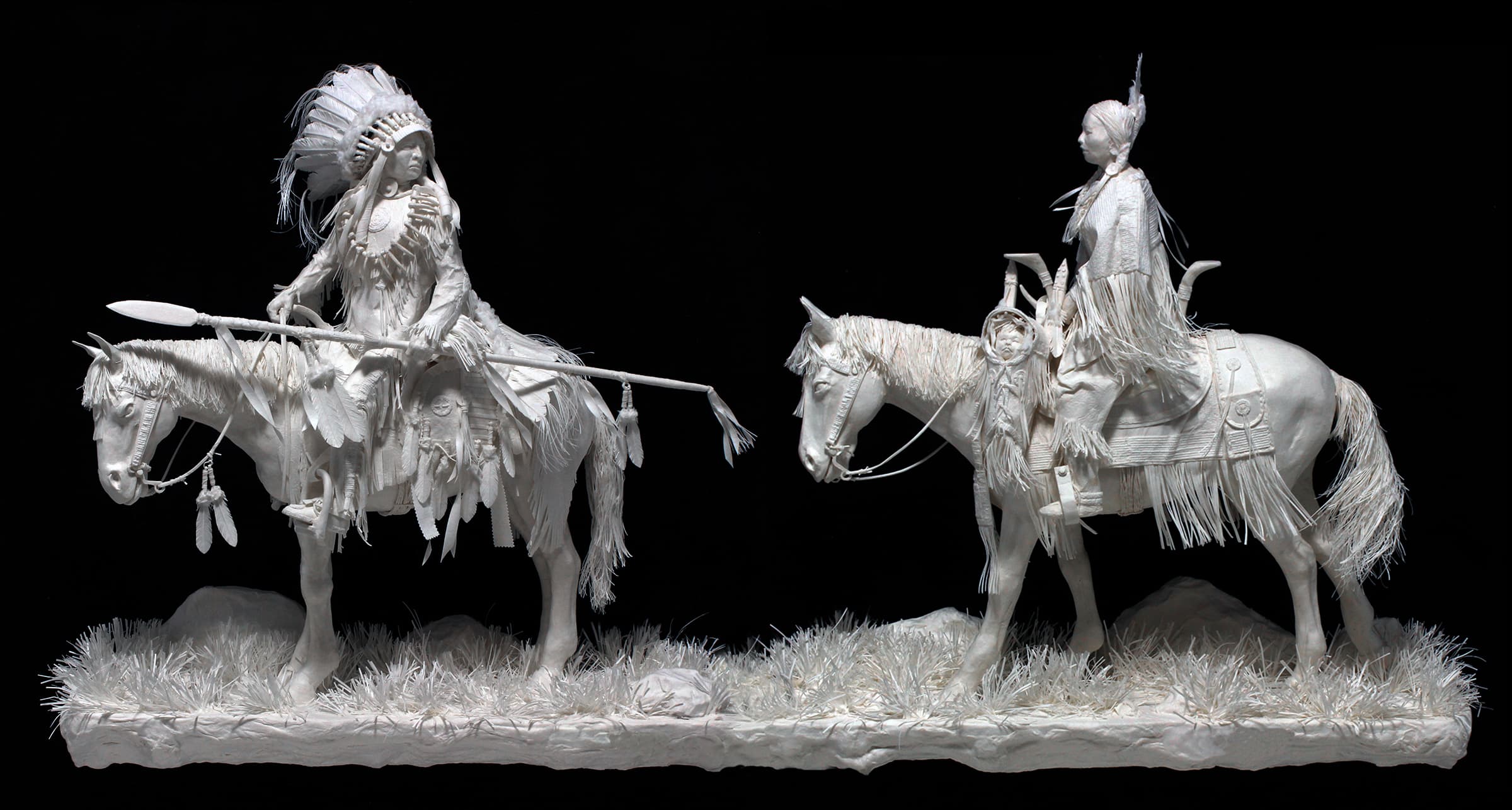 Allen & Patty Eckman, Pride of the Prairie, cast paper, 24 x 50 x 8.