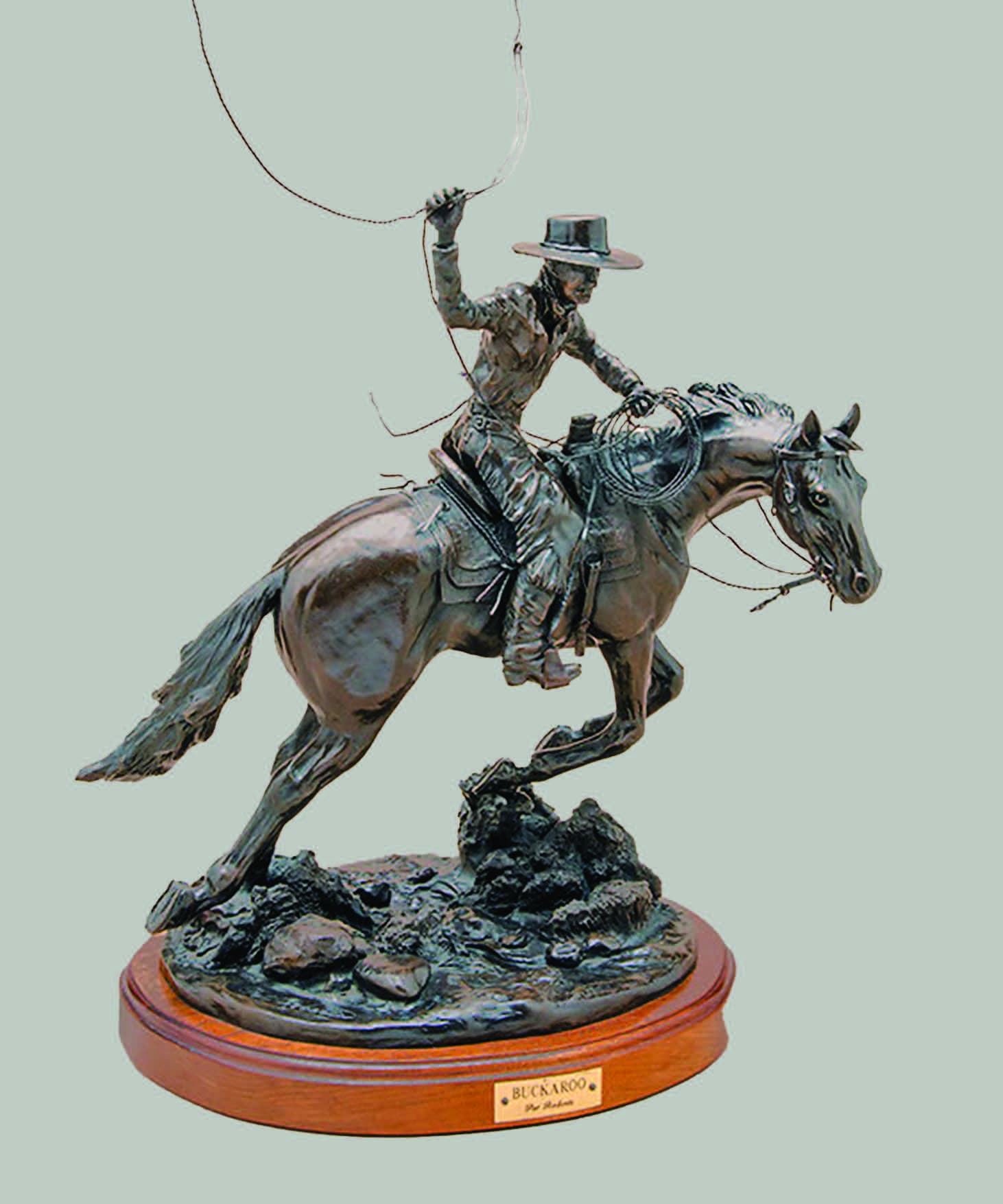 Pat Roberts, Buckaroo, bronze, 20 x 19 x 12.